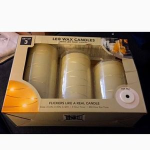 Sterno  LED Wax Candle w Led Fairy Lights ( Set Of